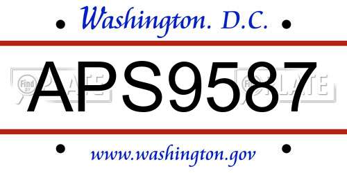 APS9587 District Of Columbia License Plate