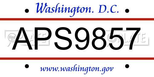 APS9857 District Of Columbia License Plate