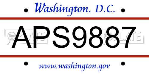 APS9887 District Of Columbia License Plate