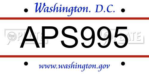 APS995 District Of Columbia License Plate
