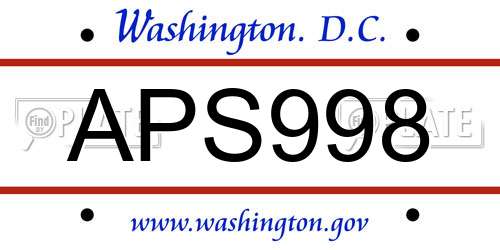APS998 District Of Columbia License Plate