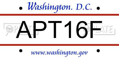 APT16F District Of Columbia License Plate