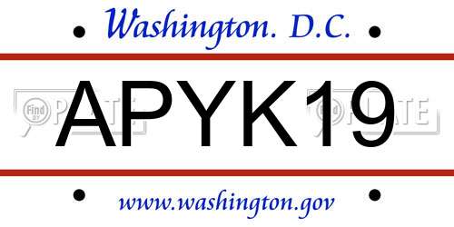 APYK19 District Of Columbia License Plate