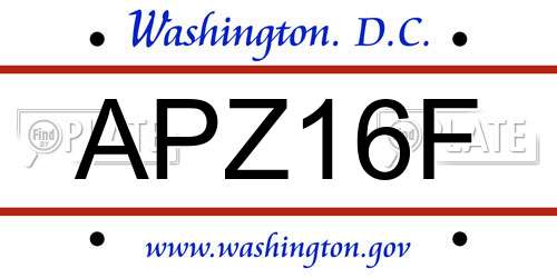 APZ16F District Of Columbia License Plate