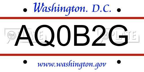 AQ0B2G District Of Columbia License Plate