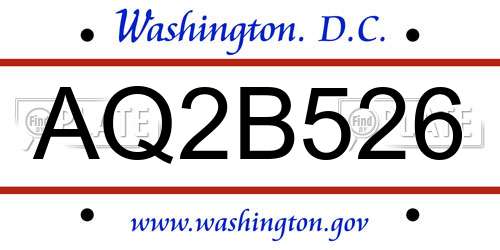 AQ2B526 District Of Columbia License Plate