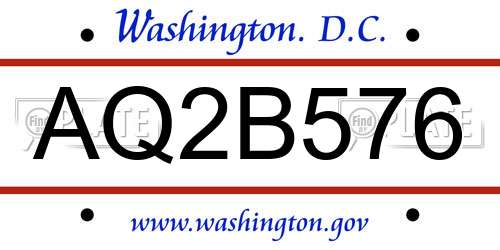 AQ2B576 District Of Columbia License Plate