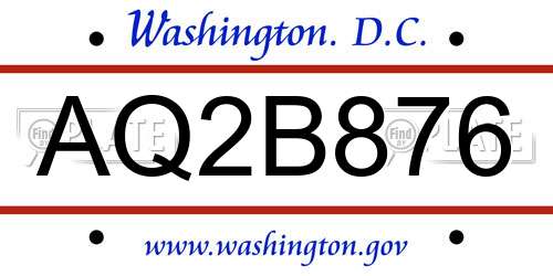 AQ2B876 District Of Columbia License Plate