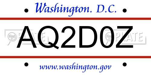 AQ2D0Z District Of Columbia License Plate
