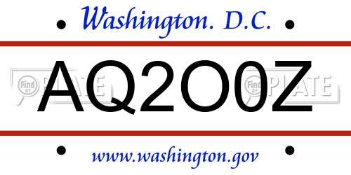 AQ2O0Z District Of Columbia License Plate
