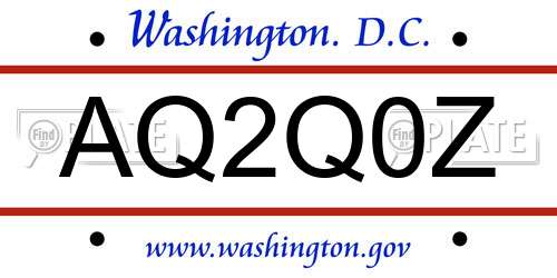 AQ2Q0Z District Of Columbia License Plate