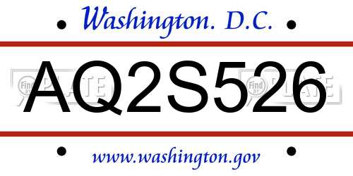 AQ2S526 District Of Columbia License Plate