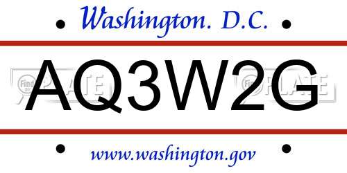 AQ3W2G District Of Columbia License Plate