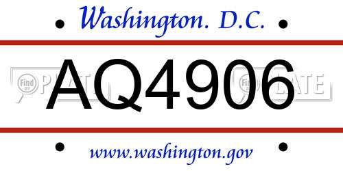 AQ4906 District Of Columbia License Plate