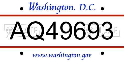 AQ49693 District Of Columbia License Plate