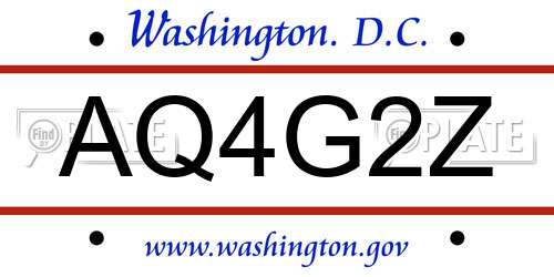 AQ4G2Z District Of Columbia License Plate