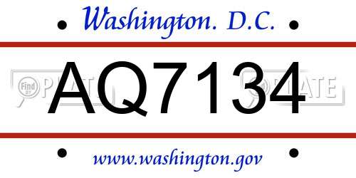 AQ7134 District Of Columbia License Plate