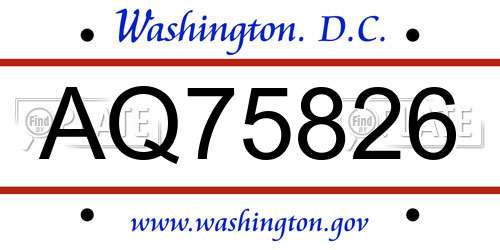 AQ75826 District Of Columbia License Plate