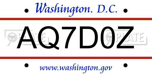 AQ7D0Z District Of Columbia License Plate