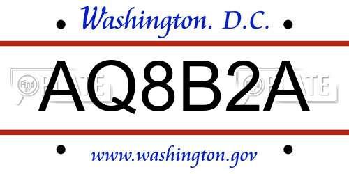 AQ8B2A District Of Columbia License Plate