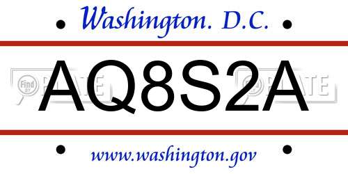 AQ8S2A District Of Columbia License Plate