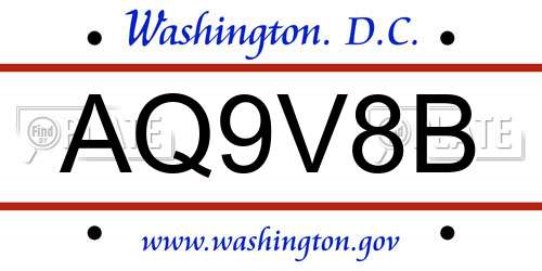 AQ9V8B District Of Columbia License Plate