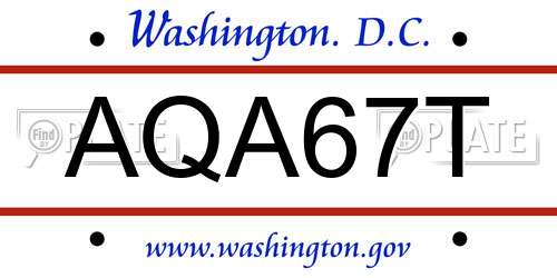 AQA67T District Of Columbia License Plate