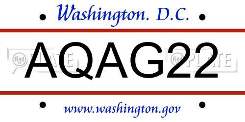 AQAG22 District Of Columbia License Plate