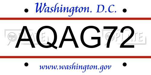 AQAG72 District Of Columbia License Plate