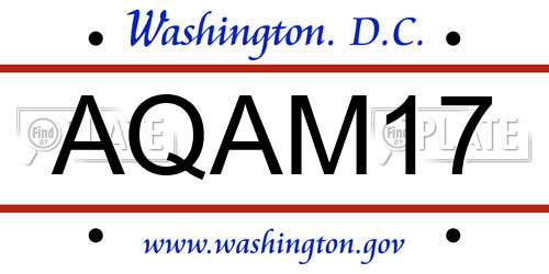 AQAM17 District Of Columbia License Plate