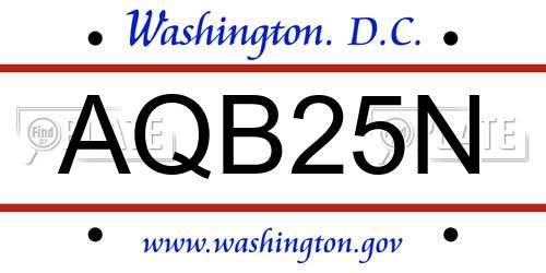AQB25N District Of Columbia License Plate