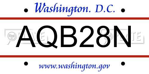 AQB28N District Of Columbia License Plate