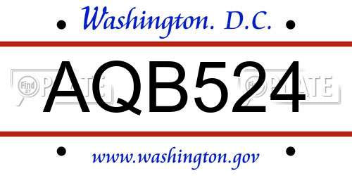 AQB524 District Of Columbia License Plate
