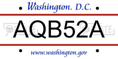 AQB52A District Of Columbia License Plate