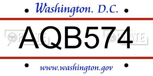 AQB574 District Of Columbia License Plate