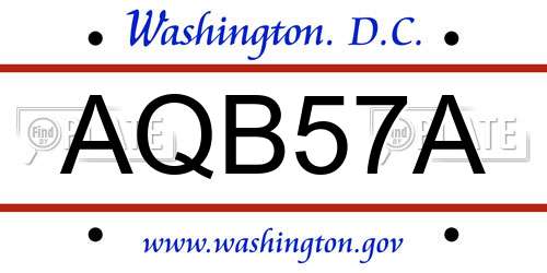 AQB57A District Of Columbia License Plate
