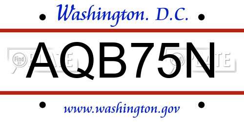 AQB75N District Of Columbia License Plate