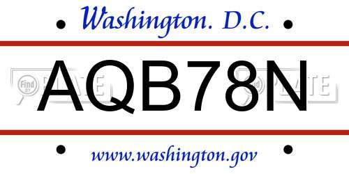 AQB78N District Of Columbia License Plate