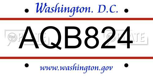 AQB824 District Of Columbia License Plate