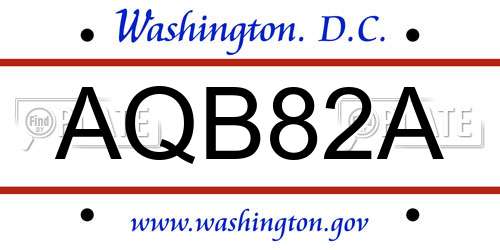 AQB82A District Of Columbia License Plate