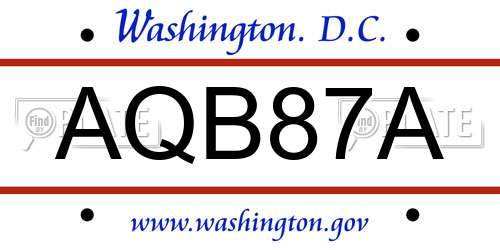 AQB87A District Of Columbia License Plate