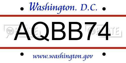 AQBB74 District Of Columbia License Plate