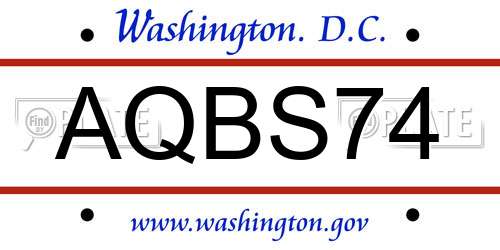 AQBS74 District Of Columbia License Plate