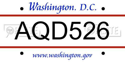 AQD526 District Of Columbia License Plate
