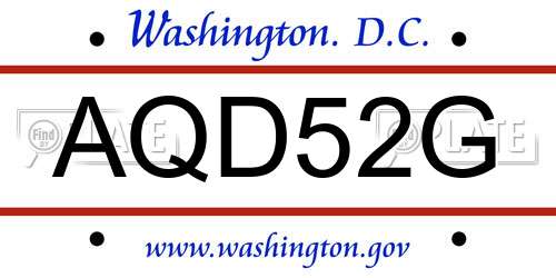 AQD52G District Of Columbia License Plate