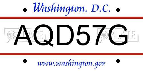 AQD57G District Of Columbia License Plate