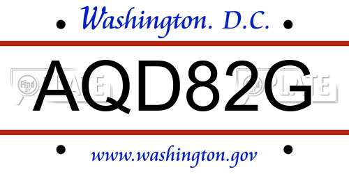 AQD82G District Of Columbia License Plate