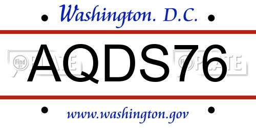 AQDS76 District Of Columbia License Plate