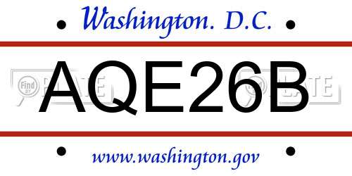 AQE26B District Of Columbia License Plate