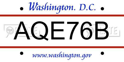 AQE76B District Of Columbia License Plate
